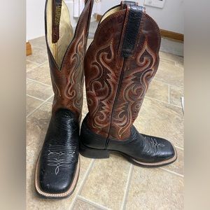 Hondo Boots Men’s Black Square toe, leather sole Cowboy Boots